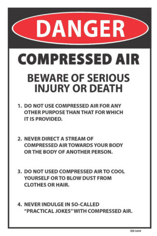 danger compressed air beware