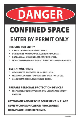 danger confined space enter by permit