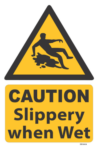 caution slippery when wet with image