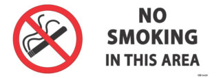 No Smoking In This Area 340mm x 120mm