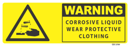 warning corrosive liquid wear protective clothing