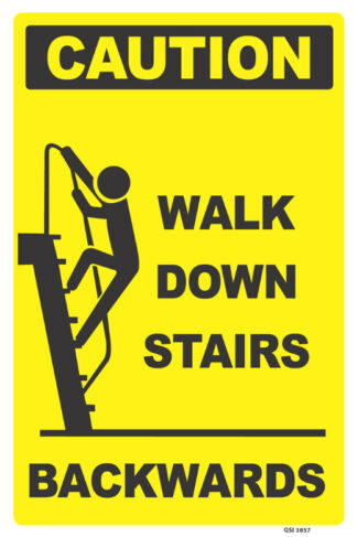 caution walk down stairs backwards