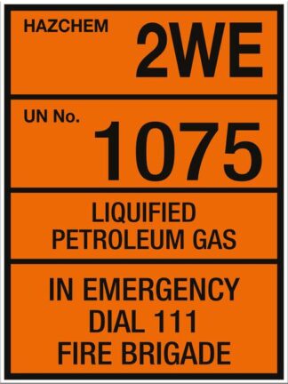 Hazchem Liquified Petroleum Gas 2WE UN1075