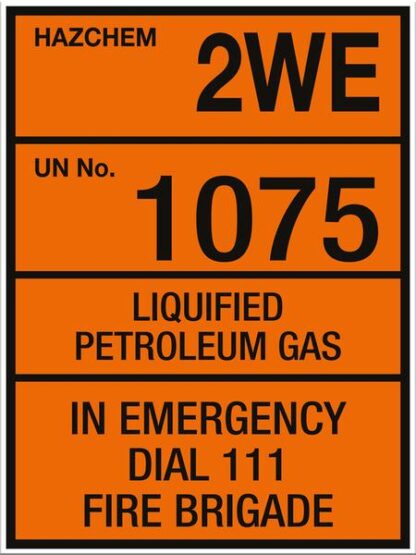 Hazchem Liquified Petroleum Gas 2WE UN1075