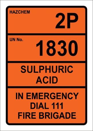 Hazchem 2P UN1830 Sulphuric Acid